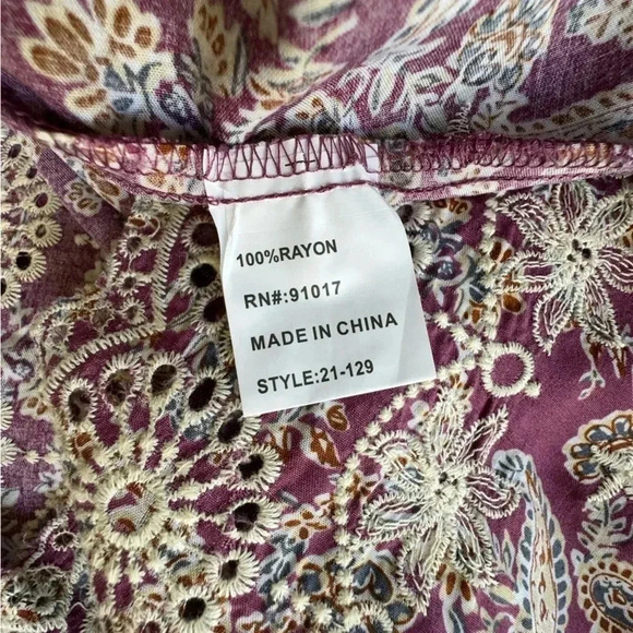 SOLITAIRE | BOHO PEASANT BLOUSE EMBROIDERED BALLOON SLEEVE TOP | SIZE: MEDIUM - Picture 9 of 11